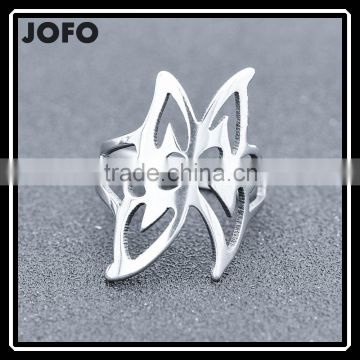 Stainless Steel Butterfly Filigree Ring - Silver Color