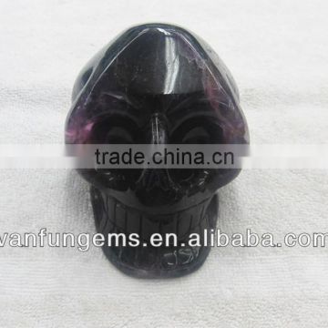 Natural Purple Fluorite Gemstone Skull