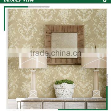 foaming non woven wallpaper, pastoral flower wallcovering for room , waterproof wall covering maker