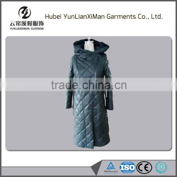 Ladies lamb leather blue leather down jacket with big fur collar