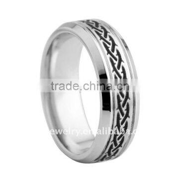 6mm and 8mm Laser Engraved Cobalt Mens Wedding Band