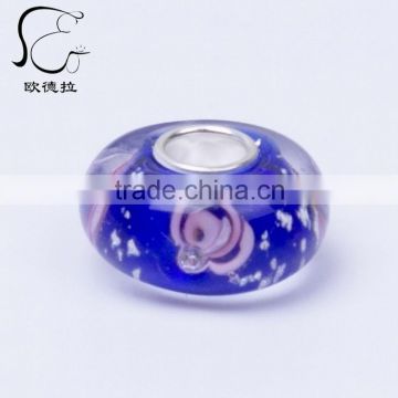 Flower Inside Hand Painted Tile Mosaic Glass Beads