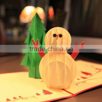3D Laser Cut Pop-up Greeting Card -- Christmas Tree and snowman