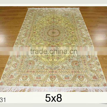 5x8 ft handmade silk rug persian design double knots quality