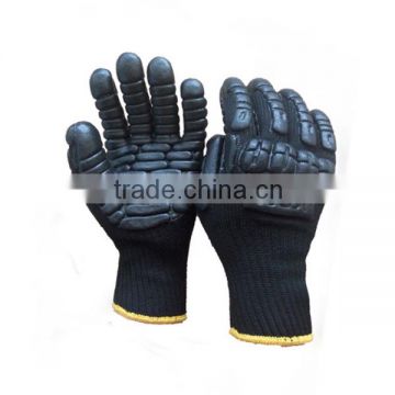 Black Rubber Anti-nibration Working Gloves with Back Impact Rubber Back