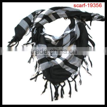 fashion plaid print tassel square scarf