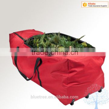 Rolling christmas tree removal bag in storage packing