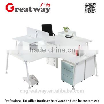 Crossed table legs open office workstation for 4 peopleQE-33F1)