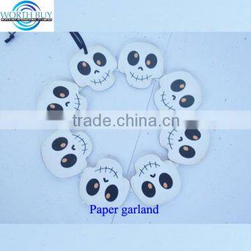 Halloween skulls connected paper garland for Halloween decoration from Shenzhen factory