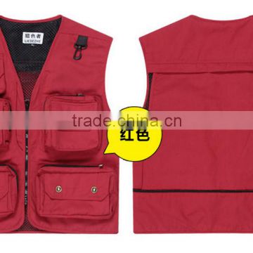 Fashionable hunting and hiking waterproof vest, red anti-tear outdoor sport waistcoat