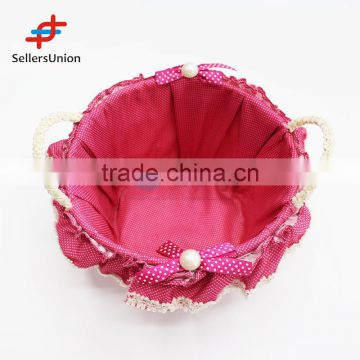 2017 No.1 Yiwu agent hot sale export commission agent Rose Red Round Basket/Flower Basket with Handle