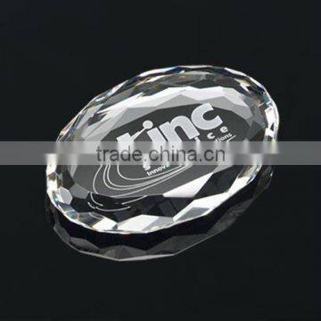 etched oval crystal paperweight/3D crystal paperweight