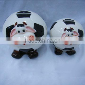 hot sale ceramic money saving bank with cow shape