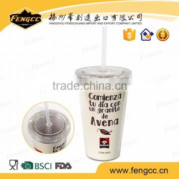 Factory supply Portable Unbreakable drinking plastic cup with lid and straw