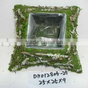 green moss and sisal pot garden plant decorations