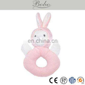 lovely plush stuffed baby rattle plush bear toy with rabbit hat