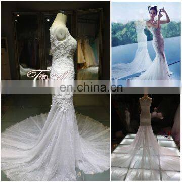 Complicated Handcraft Luxury Beaded Long Train Mermaid Corset Wedding Dress For 2016