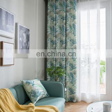 Plant  linen texture printing curtains for living room