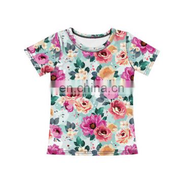 Floral Fashionable Summer Shirts For Girls Customized Tshirts Kids Bulk Girls Shirts