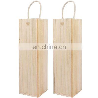 Wooden Wine Box 2 Pack Storage Gift Box with Rope Handle