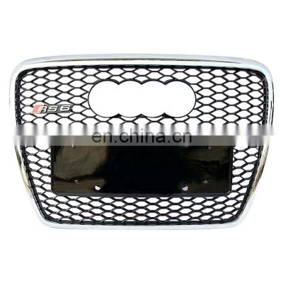 Factory price front bumper auto grille for Audi A6 C6 A6L change to RS6 black silver mesh S6 grill 2005-2011