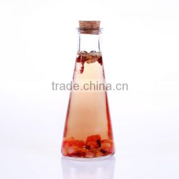 350ml cone-shaped glass bottle with cork for ice drink wholesale