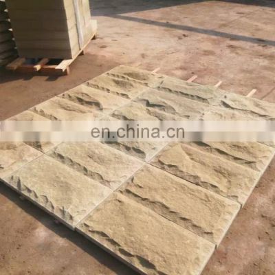 Own quarry beige sandstone mushroom surfacedecorative exterior wall panels slab of stone acceptable cut to size