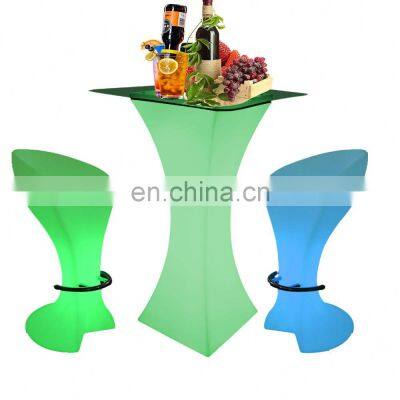 foldable high top cocktail tables /Illuminated Led Restaurant Salad Wine Bar Counter Cocktail Bar Tables and Chairs Set for Sale