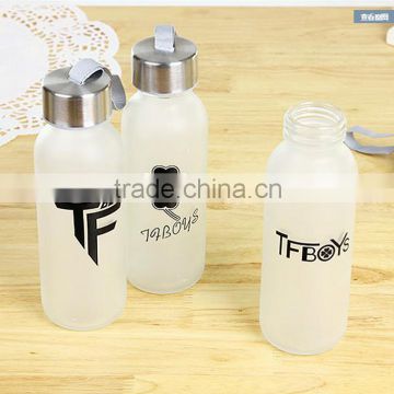 300ml round glass water bottle cold water bottle