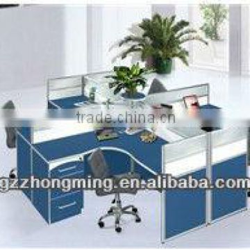 Modern Blue Wooden Partition Workstation For 4 Person PF-003