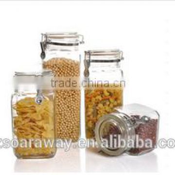 Low price wide mouth glass bottle sealed cans storage glass canister set