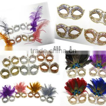 Masquerade Glitter Jewel Feather EYE MASK Masked Ball Fancy Dress Mardis Gras MK030