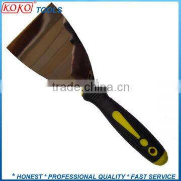 Mirror polished steel double color plastic long handle professional putty knife