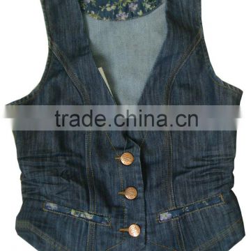 Stylish fashion design girls 100% cotton short denim vest ladies sleeveless embroidery denim jackets facotry in Zengceng