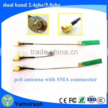 dual band 2.4G / 5.8G 3DB wifi pcb antenna with SMA connector