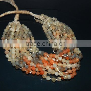 Natural Multi Moonstone faceted Beads
