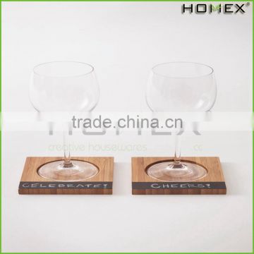 Bamboo glass coaster Bamboo Coasters with Chalkboard Homex-BSCI Factory