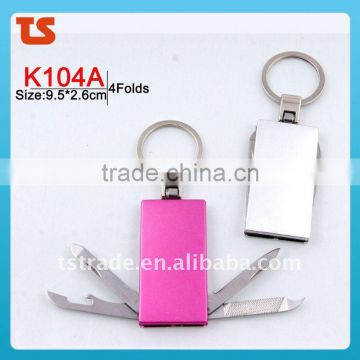 2014 new Promotion mini aluminium oxide gift LED metal pocket keychain knife tools K104A