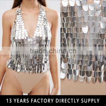 Sexy backless halter silver sequin bodysuits ladies sexy bodysuit