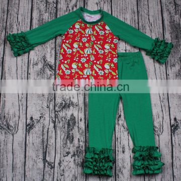 Yawoo promoted red and green cotton clothes girls boutique clothing 2017 fall