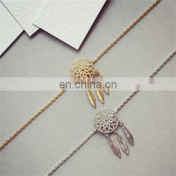 Women Simple Elegant Dream Catcher Fashion Bracelet Feather Tassel Chain