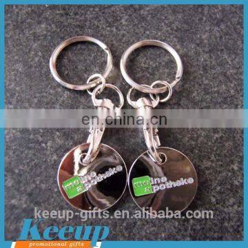 2016 newest Wholesale Advertising custom trolley coin keyring