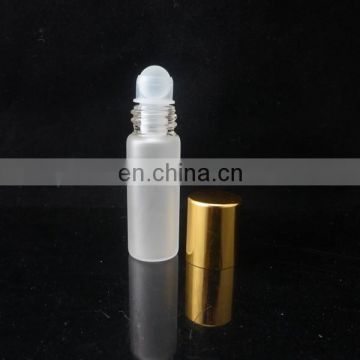 China factory 5ml glass roll on frost perfume bottles with glass roller ball and Aluminum cap
