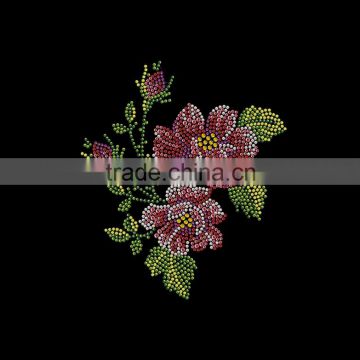 W0516 china factory flower motif rhinestone,rhinestone motif flower,rhinestone flower motif for t-shirt dress wedding