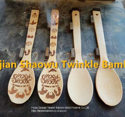 Bamboo utensil set burned/ Halloween kitchen tool,Christmas cooking utensil set engraved spoon set