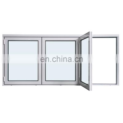 Australian balcony aluminum accordion horizontal glass bi folding window for office kitchen