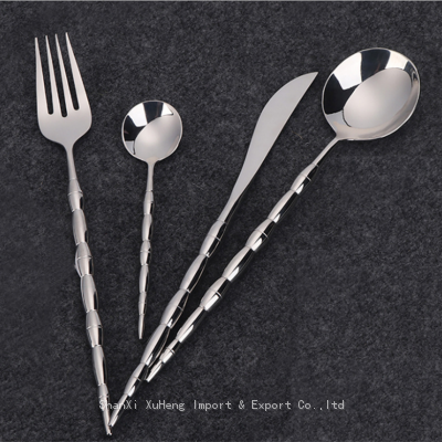 High Quality Silver Brushed Colored Matte Plated Wedding 304 Stainless Steel Cutlery Flatware Set for Hotels