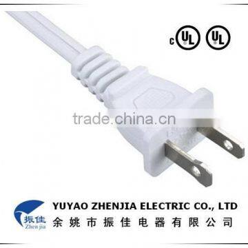 110V UL two pins AC power plug 2 flat pin plug power cord