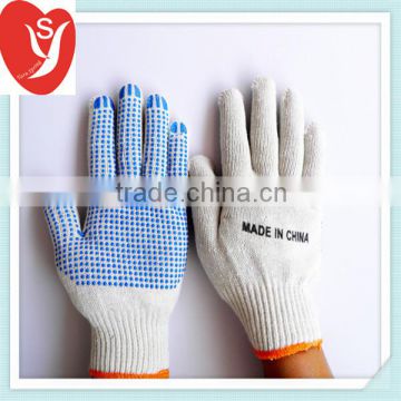PVC dotted cotton gloves,bleached white PVC dotted working gloves
