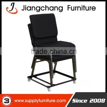 Stackable Iron Black Fabric Church Chairs JC-E300